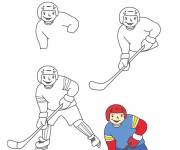 Coloriage comment dessiner joueur Ice Hockey