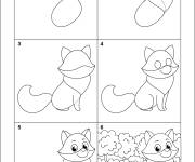 Coloriage Comment dessiner l'animal renard