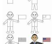 Coloriage Comment dessiner le pr&eacute;sident Barack Obama