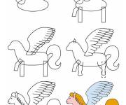 Coloriage Comment dessiner p&eacute;gase