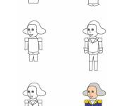 Coloriage Comment dessiner pr&eacute;sident George Washington
