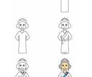 Coloriage Comment dessiner reine britannique Elizabeth