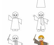 Coloriage comment dessiner Ron Weasley