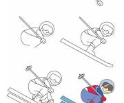 Coloriage Comment dessiner ski sport