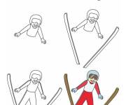 Coloriage Comment dessiner skieur