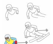 Coloriage Comment dessiner sport d'hiver ski