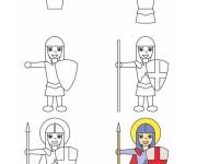 Coloriage Comment dessiner st George &eacute;tape par &eacute;tape