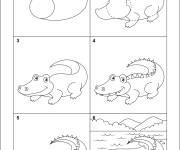 Coloriage Comment dessiner un alligator facilement