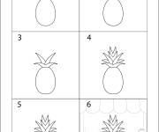 Coloriage Comment dessiner un ananas fruit