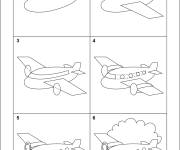 Coloriage Comment dessiner un avion étape par étape
