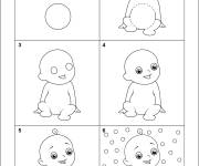 Coloriage Comment dessiner un bébé mignon