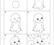 Coloriage Comment dessiner un b&eacute;b&eacute; mignon