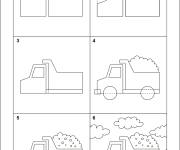 Coloriage Comment dessiner un camion &eacute;tape par &eacute;tape