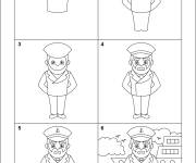 Coloriage Comment dessiner un capitaine de bateau