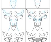 Coloriage Comment dessiner un cerf &eacute;tape par &eacute;tape