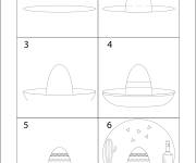 Coloriage Comment dessiner un chapeau mexicain