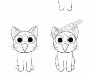 Coloriage comment dessiner un chat facile