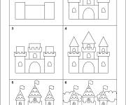 Coloriage Comment dessiner un ch&acirc;teau