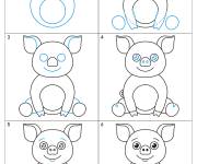 Coloriage Comment dessiner un cochon facilement
