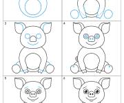 Coloriage Comment dessiner un cochon facilement