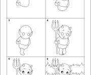 Coloriage Comment dessiner un diable souriant