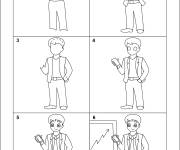 Coloriage Comment dessiner un employ&eacute;
