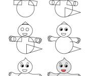 Coloriage Comment dessiner un fant&ocirc;me pour les petits