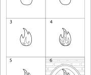 Coloriage Comment dessiner un feu &eacute;tape par &eacute;tape