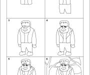 Coloriage Comment dessiner un Frankenstein &eacute;tape par &eacute;tape