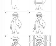 Coloriage Comment dessiner un gangster facilement en 6 &eacute;tapes