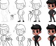 Coloriage Comment dessiner un gar&ccedil;on dessin anim&eacute;