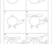 Coloriage Comment dessiner un hélicoptère facilement