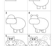 Coloriage Comment dessiner un hippopotame maternelle
