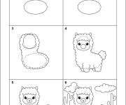Coloriage Comment dessiner un lama imprimable