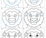 Coloriage Comment dessiner un lion &eacute;tape par &eacute;tape