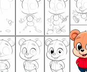 Coloriage Comment dessiner un ours en peluche étape par étape