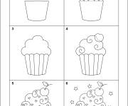 Coloriage Comment dessiner un petit g&acirc;teau