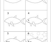 Coloriage Comment dessiner un poisson &eacute;tape par &eacute;tape