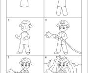 Coloriage Comment dessiner un pompier