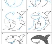 Coloriage Comment dessiner un requin