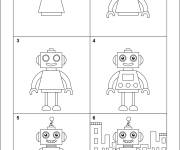 Coloriage Comment dessiner un robot facile