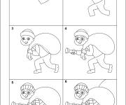 Coloriage Comment dessiner un voleur &eacute;tape par &eacute;tape