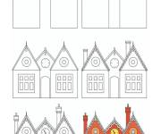 Coloriage comment dessiner une &eacute;cole maternelle