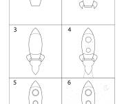 Coloriage Comment dessiner une fusée facilement