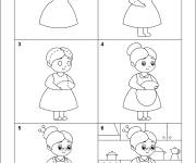 Coloriage Comment dessiner une grand-m&egrave;re