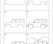 Coloriage Comment dessiner une jeep facilement