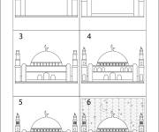 Coloriage Comment dessiner une mosquée facilement