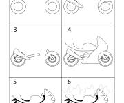 Coloriage Comment dessiner une moto étape par étape