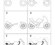 Coloriage Comment dessiner une moto &eacute;tape par &eacute;tape