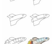 Coloriage Comment dessiner une navette spatiale